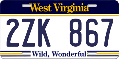 WV license plate 2ZK867