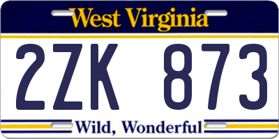 WV license plate 2ZK873