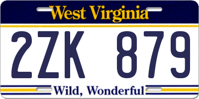 WV license plate 2ZK879