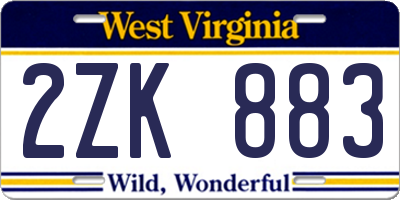 WV license plate 2ZK883
