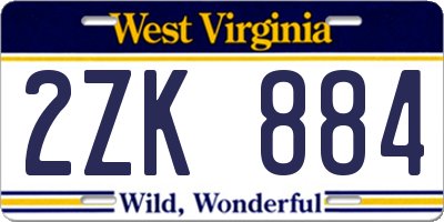 WV license plate 2ZK884
