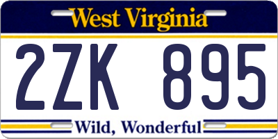 WV license plate 2ZK895