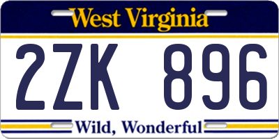 WV license plate 2ZK896