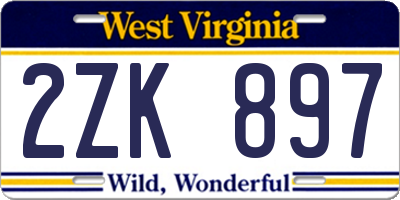 WV license plate 2ZK897
