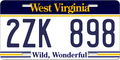 WV license plate 2ZK898