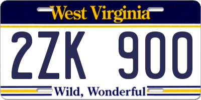 WV license plate 2ZK900