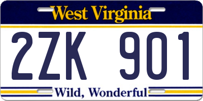 WV license plate 2ZK901