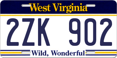 WV license plate 2ZK902