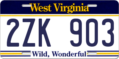 WV license plate 2ZK903
