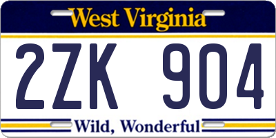 WV license plate 2ZK904