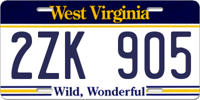 WV license plate 2ZK905
