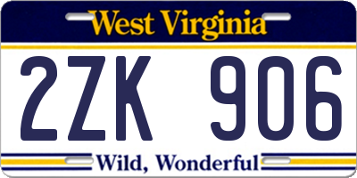 WV license plate 2ZK906