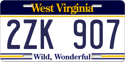 WV license plate 2ZK907