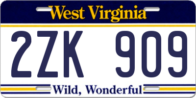 WV license plate 2ZK909