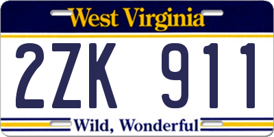 WV license plate 2ZK911