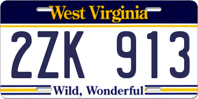 WV license plate 2ZK913