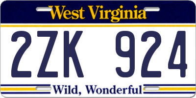 WV license plate 2ZK924