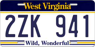 WV license plate 2ZK941