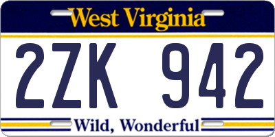 WV license plate 2ZK942