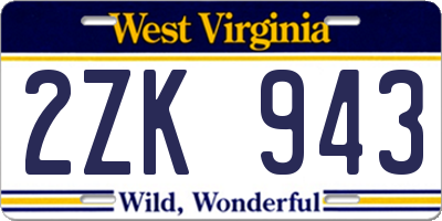 WV license plate 2ZK943