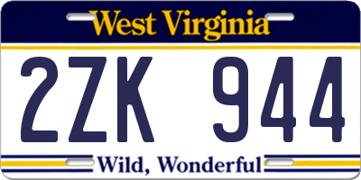 WV license plate 2ZK944