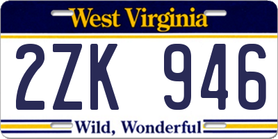 WV license plate 2ZK946