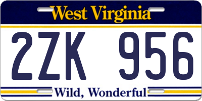 WV license plate 2ZK956