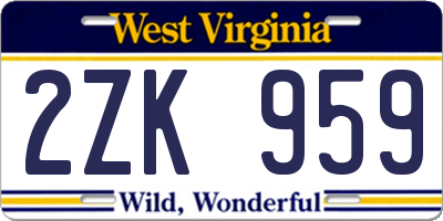 WV license plate 2ZK959