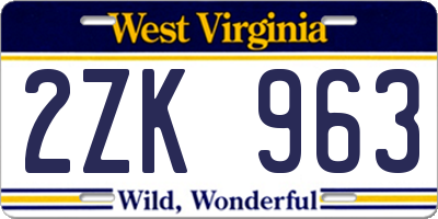WV license plate 2ZK963
