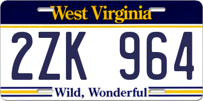 WV license plate 2ZK964
