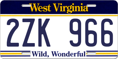 WV license plate 2ZK966