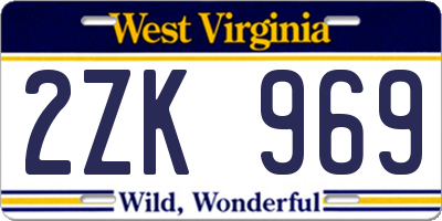 WV license plate 2ZK969