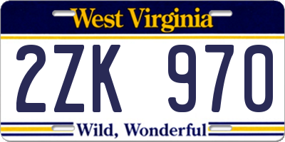 WV license plate 2ZK970
