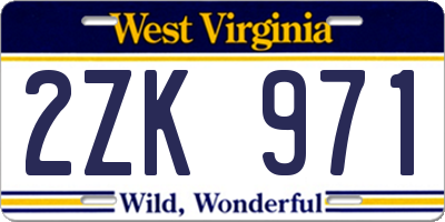 WV license plate 2ZK971