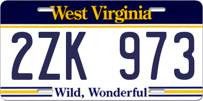 WV license plate 2ZK973