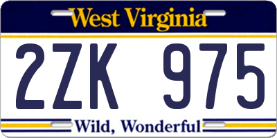 WV license plate 2ZK975