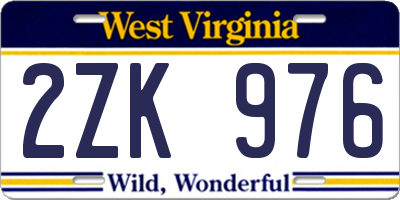 WV license plate 2ZK976