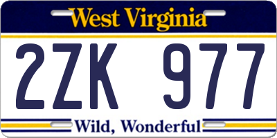 WV license plate 2ZK977