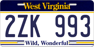 WV license plate 2ZK993