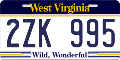 WV license plate 2ZK995