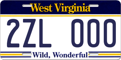 WV license plate 2ZL000