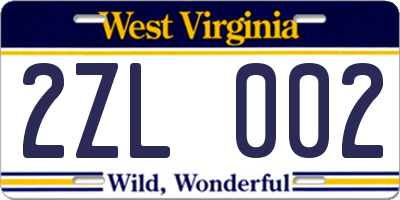 WV license plate 2ZL002