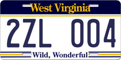WV license plate 2ZL004