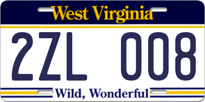 WV license plate 2ZL008