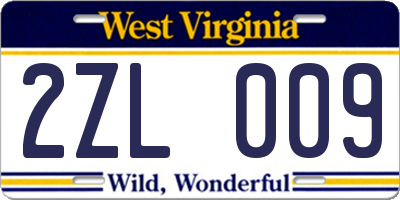 WV license plate 2ZL009