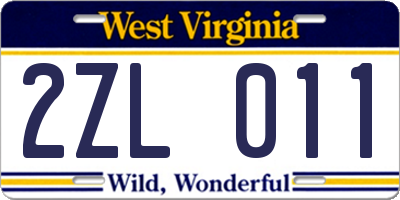 WV license plate 2ZL011
