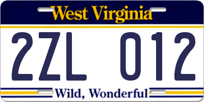 WV license plate 2ZL012
