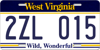 WV license plate 2ZL015