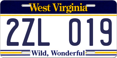 WV license plate 2ZL019