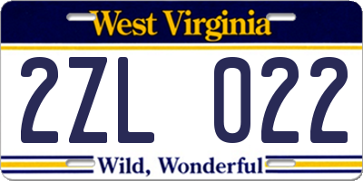 WV license plate 2ZL022